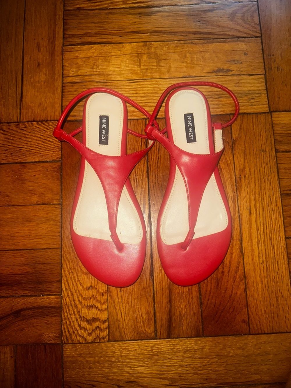 Nine West Red T-Strap Slingback Sandals